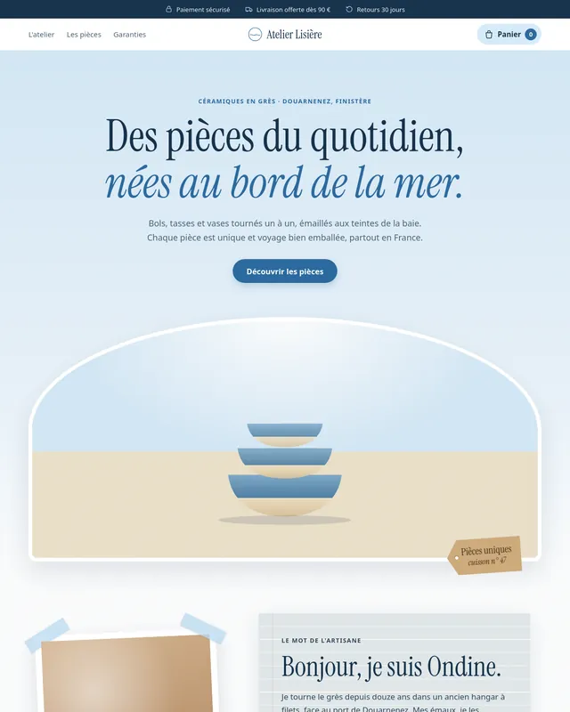Aperçu du site de l'Atelier Lisière