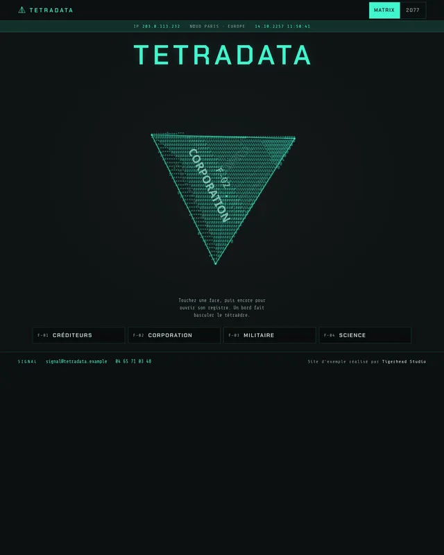 Aperçu du site de Tetradata